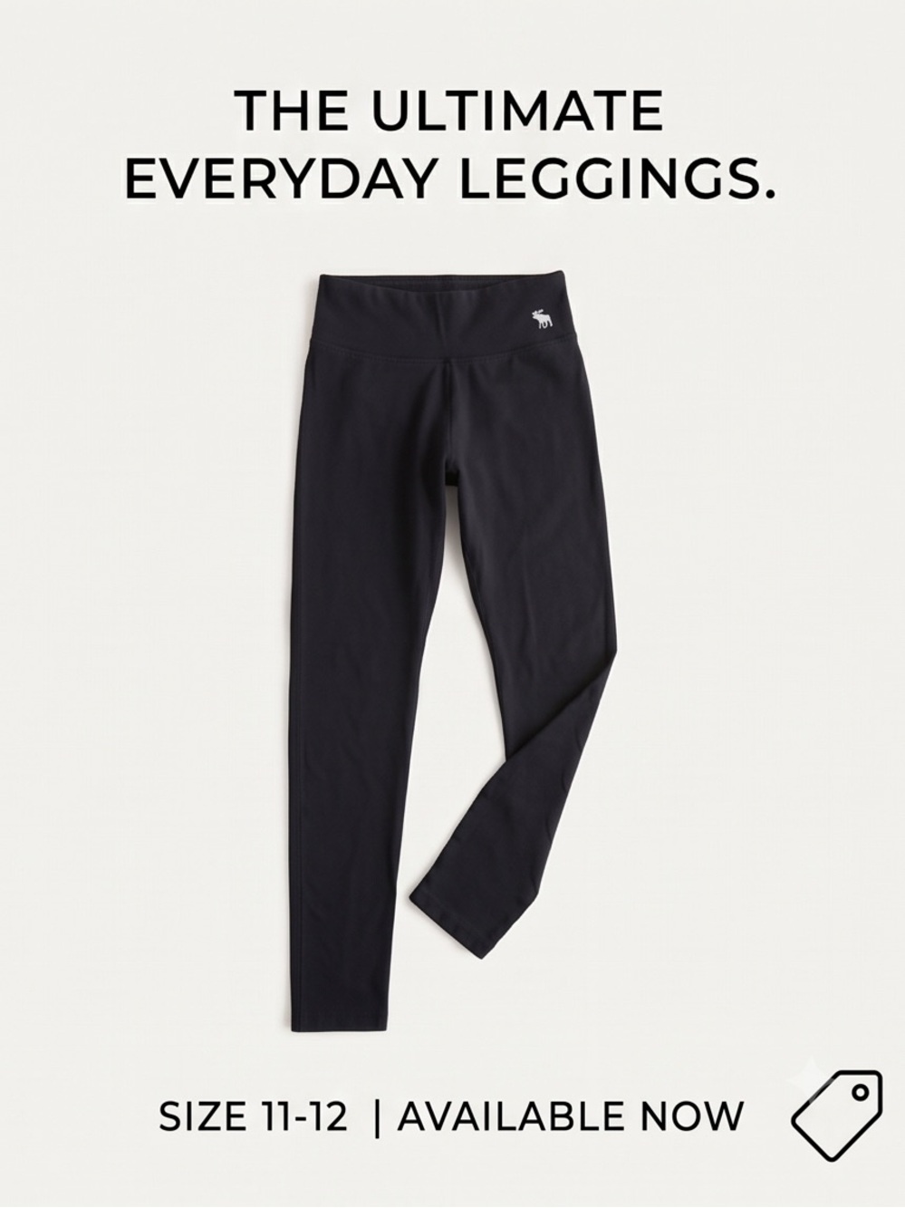 abercrombie kids Black Everyday Leggings with Logo